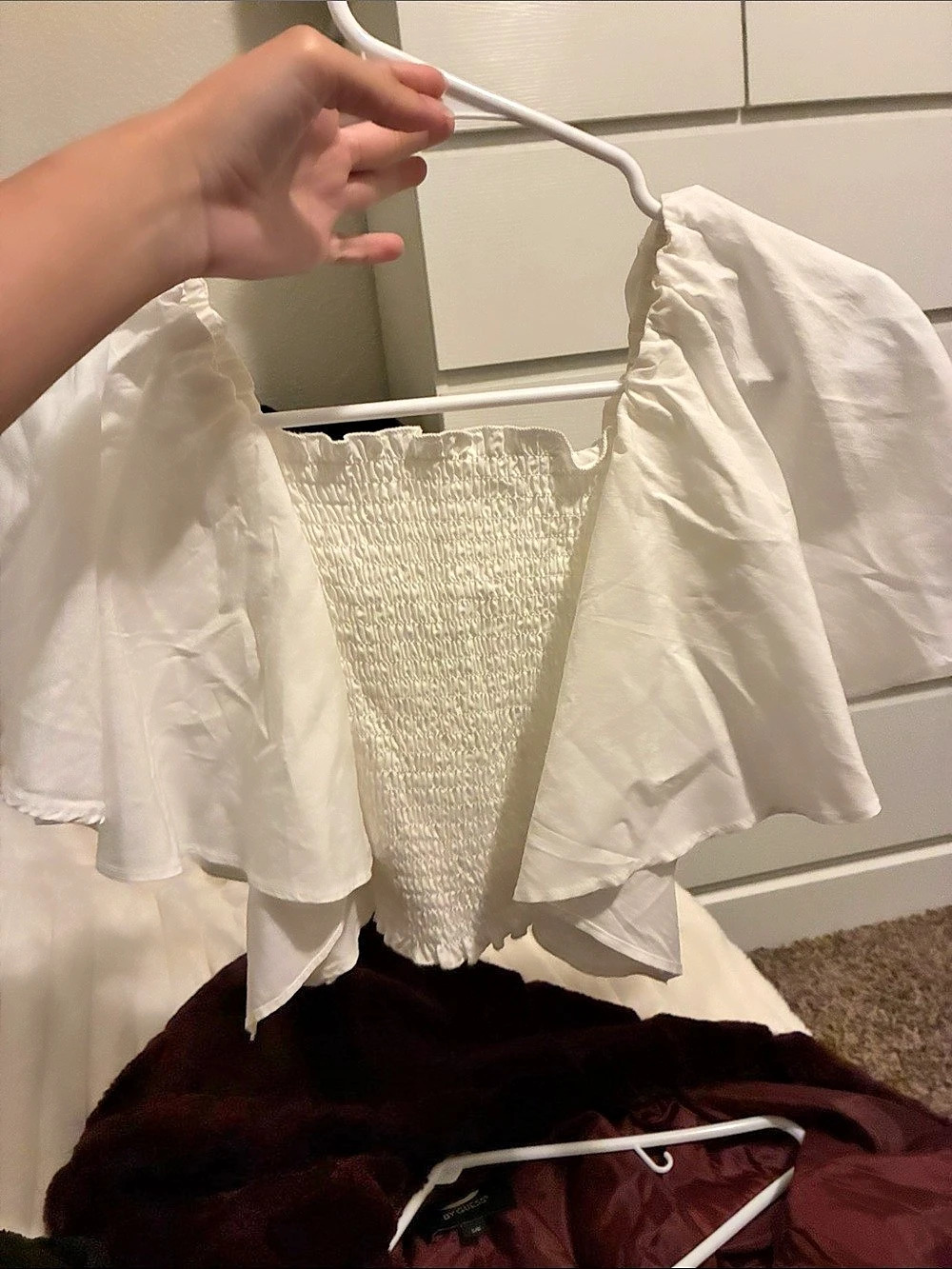 EMODA White Smocked Blouse Size F Like New